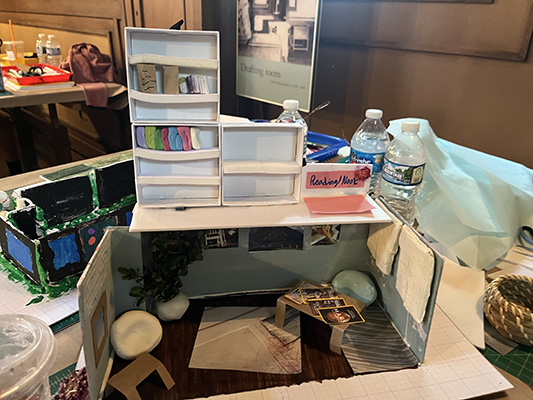 This year, campers created models based off the floor plan for the AD German Warehouse. One camper’s model, featured here, repurposed the space into a community library.