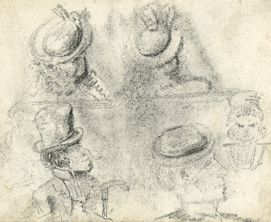 Drawing of Residence with Figures in a Landscape