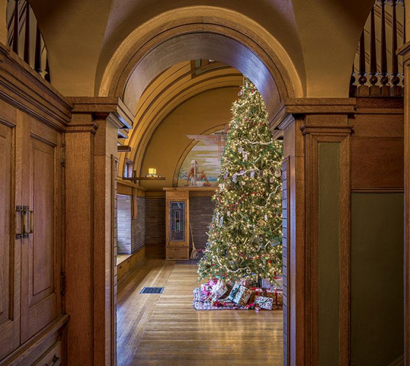 Christmas tree in the Children's Playroom at the Frank Lloyd Wright Home and Studio